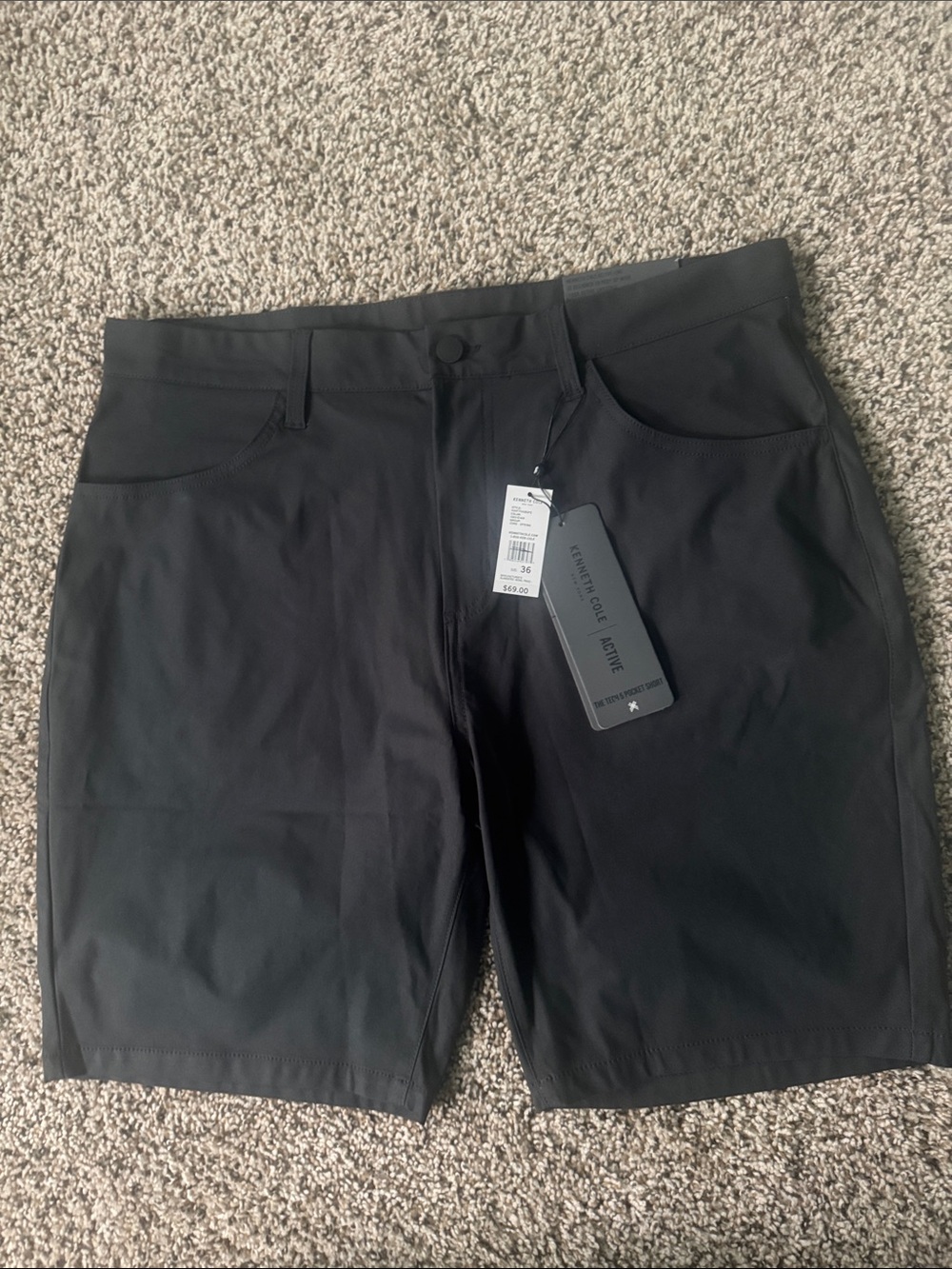 Kenneth Cole Active Black Performance Shorts size 36